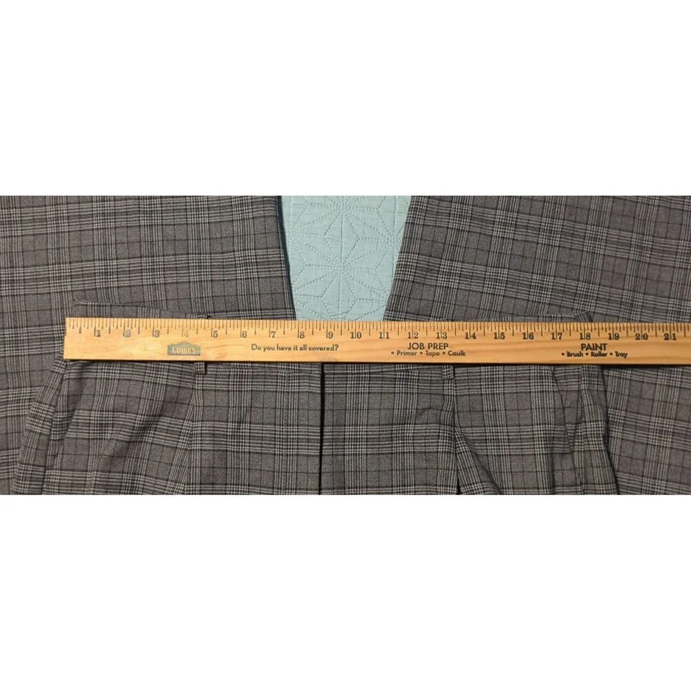 J.Crew Grey Glen Plaid Wide Leg Trousers High Rise Women's 16 W38 L29 Business